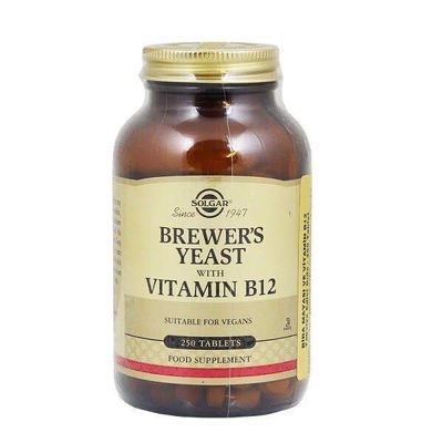 Solgar Brewer&#39;s Yeast 7 Grains with Vitamin B12 - 250 Tablets, Pack of 3 - Non-GMO, Vegan, Dairy Free, Kosher - 123 Total Servings