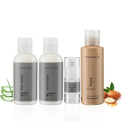 MOEHAIR Hair Guard Shampoo, Conditioner, Tonic Mask Travel Kit Sulfate Paraben Free, Ginseng Infused, Reduces Hair Loss, Promotes Hair Growth Made in USA