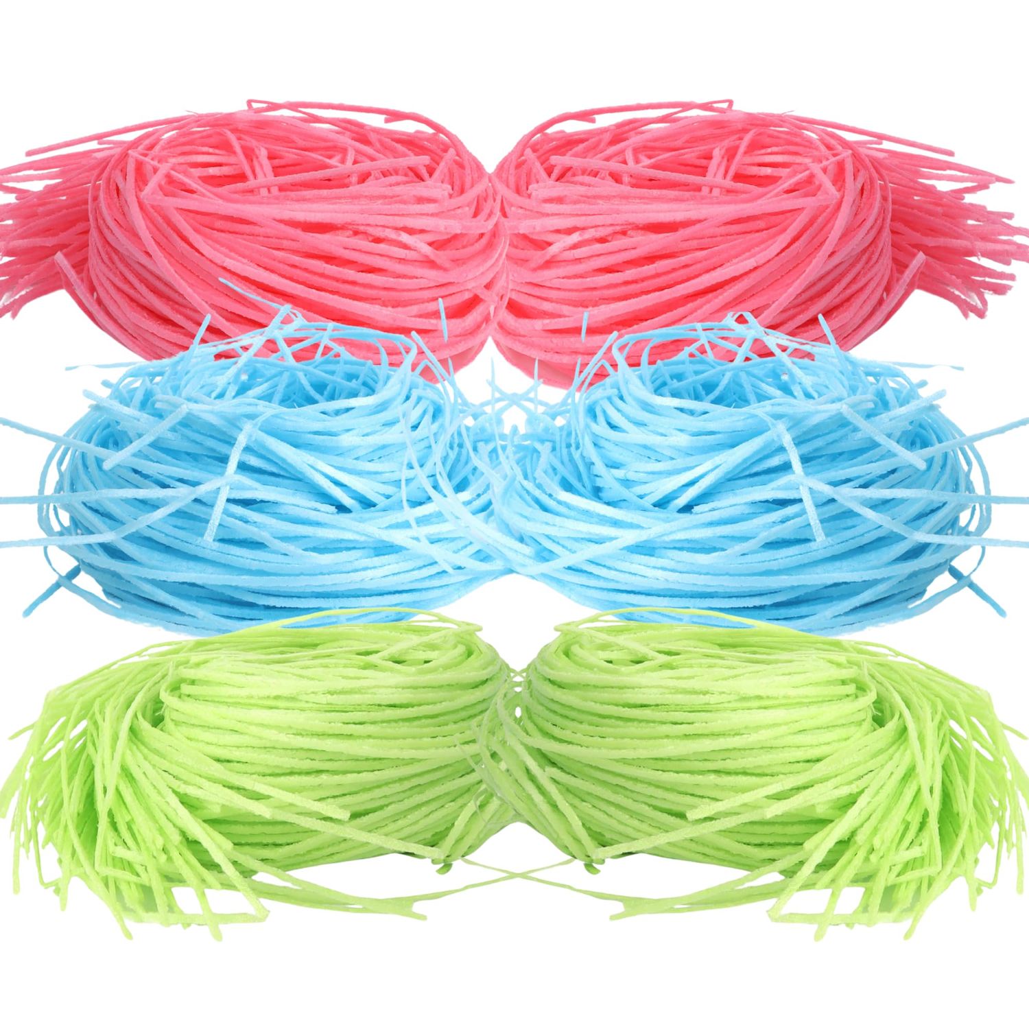 Edible Easter Grass Candy, Assorted Fruit Flavored Basket Stuffers or Dessert Toppers, Spring Party Decorations, Color May Vary (Pack of 6)
