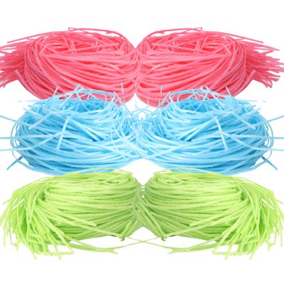 Edible Easter Grass Candy, Assorted Fruit Flavored Basket Stuffers or Dessert Toppers, Spring Party Decorations, Color May Vary (Pack of 6)