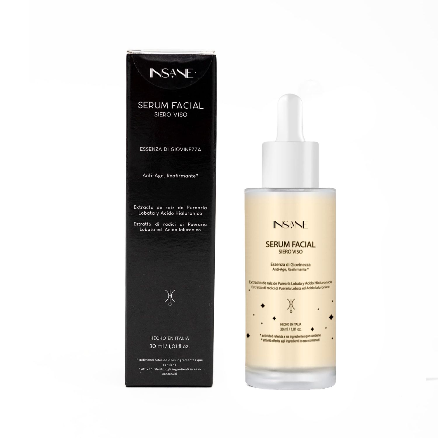 INSANE GLOW Youth Essence Brightening Face Serum - Even Skin Tone, Plumping Anti-Aging - Hyaluronic Acid Kudzu Centella Asiatica - Radiant, Glow-Boosting Formula. Dermatologically Tested.