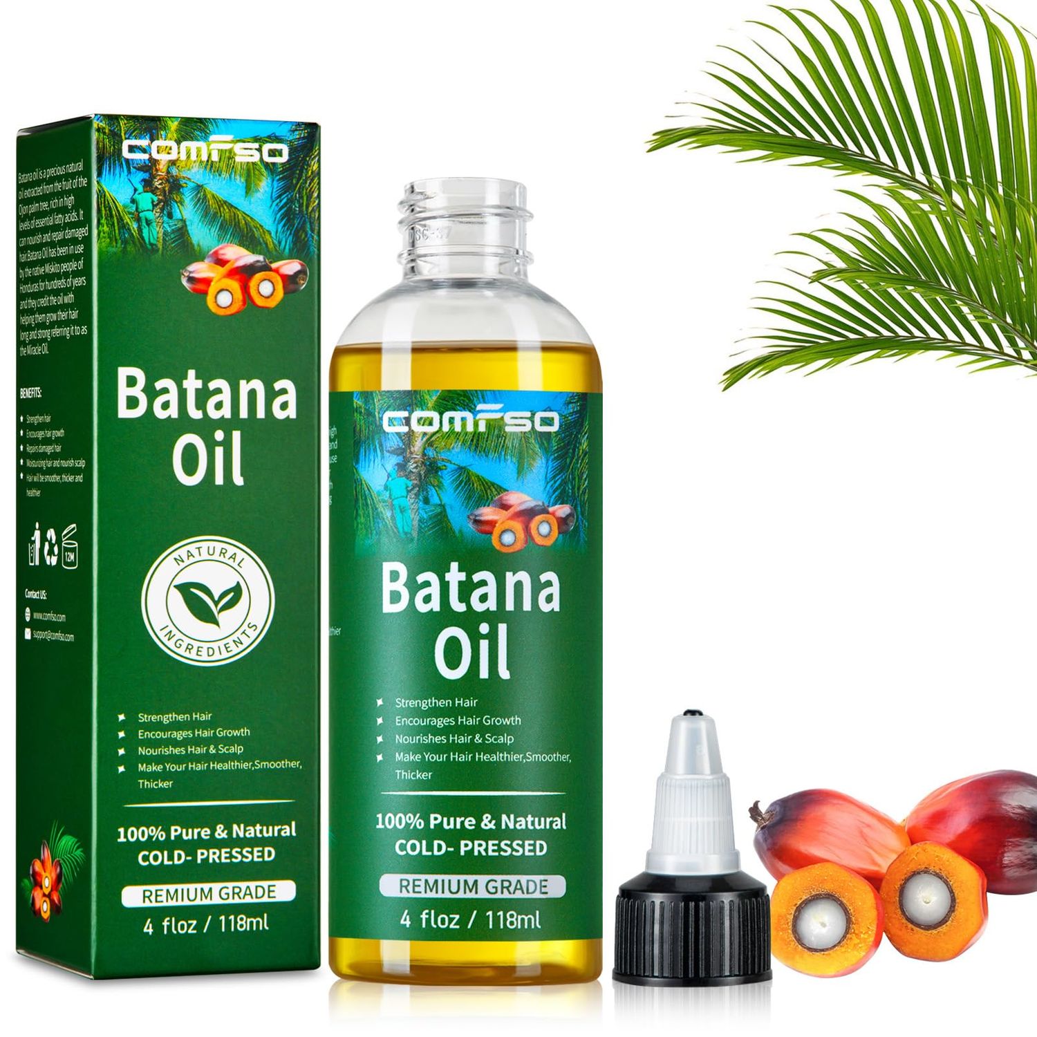 Batana Oil for Hair Growth Dr Sebi Organic,100 Pure Natural Raw Batana Lightweight Hair Oil Treatment For Thicker Stronger Hair - Hair Loss, Repair 4 FL OZ
