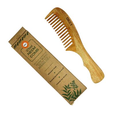 100 Pure Natural Neem Comb for Men Women Reduces Hair Fall Control Dandruff Wide Teeth Wooden Comb Detangler Beard and Mustache,Hair Styling, Travel Grooming