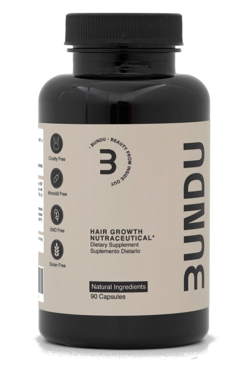 BUNDU Hair Growth Supplements - Natural, GMO-Free, Cruelty-Free Formula for Fuller Hair Reduces Shedding, Supports Hair Health 90 Capsules, 1 Month Supply