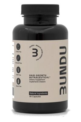 BUNDU Hair Growth Supplements - Natural, GMO-Free, Cruelty-Free Formula for Fuller Hair Reduces Shedding, Supports Hair Health 90 Capsules, 1 Month Supply