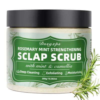 Dusgxps Rosemary Mint Scalp Scrub 300g - Scalp Exfoliator for Dryness Dandruff Relief, Deep Cleansing Hair Scrub for All Hair Types, Oil Control Nourishing Scalp Treatment