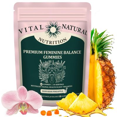 MATOP Premium Feminine Gummies Balance Nutrition - pH Balance for Women Health Natural Hawaiian Pineapple Gummy Vegan Gluten-Free 60 Gummies, 30 Servings