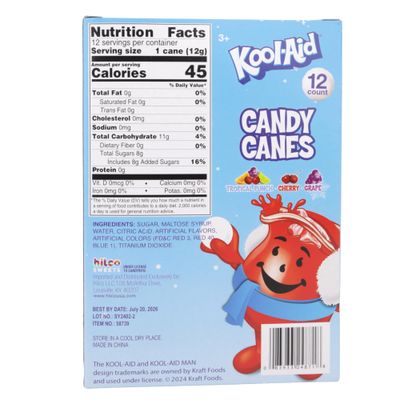 Kool-Aid Candy Canes 12 Ct, 5.53 oz