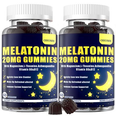 Ceecisee Melatonin 20mg Gummies for Women Men: Sugar Free Melatonin Supplement Extra Strength with Ashwagandha L-Theanine Magnesium Turmeric Vitamin D3 B6 B12 - Non-Habit Forming(120Count)