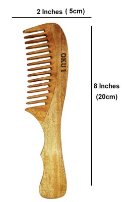 100 Pure Natural Neem Comb for Men Women Reduces Hair Fall Control Dandruff Wide Teeth Wooden Comb Detangler Beard and Mustache,Hair Styling, Travel Grooming