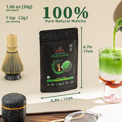 TEANAGOO Matcha Powder Ceremonial Grade, Premium Green Tea for LatteBreakfast BeverageDaily Green Tea, USDA Organic Ceremony Matcha Tea, Unsweetened No Additives, First Harvest, 1.06oz(30g)
