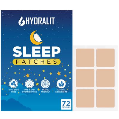 Hydralit Sleep Patches for Adults Extra Strength Sleeping Aid Patch Melatonin Restful Nights Time-Released Formula Skin Jet Lag Travel Friendly Last All Night Men and Women Better Morning 72 Pack