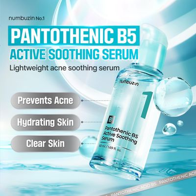 numbuzin No.1 Serum Pantothenic B5 Active Soothing Serum Soothing, Hydrating Pantothenic Acid, Niacinamide Excess Oil Control, Reduces Breakouts, Acne Oily, Acne-Prone Skin 1.69 fl. oz.