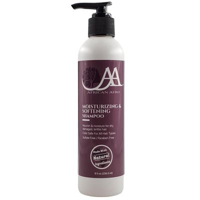 African Afro Moisturizing Softening Hair Shampoo, Color-Safe Natural Shampoo for Curly Hair and All Hair Types, Cruelty-Free Hair Care, No Paraben, Sulfate, and Silicone, 8 Fl Oz