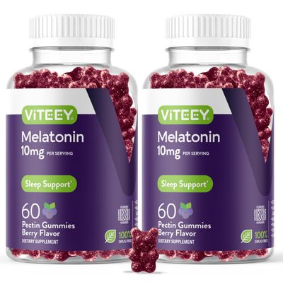 Melatonin 10mg Sleep Gummies for Adults and Teens - Restful Sleep Aid Melatonin Gummies, Sleep Support - Vegan, Gelatin Free, Gluten Free, GMO Free, Tasty Chewable Berry Flavored Gummy