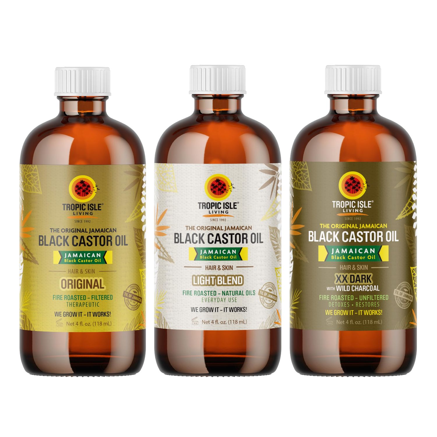 Tropic Isle Living Jamaican Black Castor Oil Collection (4oz Trio)