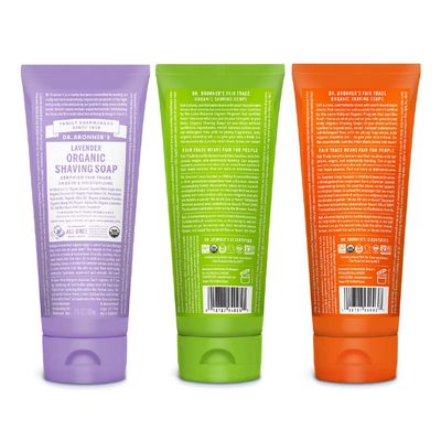 Dr. Bronner's - Organic Shaving Soap Variety Pack - Lavender, Tea Tree, Lemongrass, Certified Organic, Sugar Shikakai Powder, Moisturizes, Use on Face, Underarms, Legs (7oz, 3-Pack)