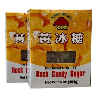 Double Happiness Lump Sugar Rock Candy, Premium Quality from Cane Sugar and Molasses, 16 Ounce Box, Pack of 2