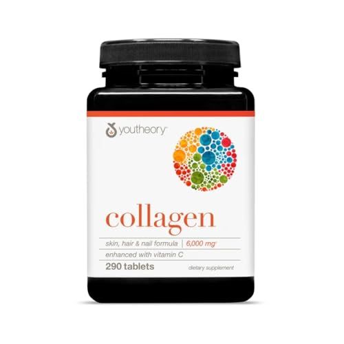 Youtheory Advanced Collagen - 6,000 mg Collagen with Vitamin C - for Hair, Skin Nails - Supplements for Women Men - 290 Tablets