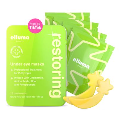 Elluma Beauty Under Eye Patches 12 Pairs of Themed Hydrogel Eye Gel Pads - For Puffy Eyes and Dark Circles, Under Eye Bags, Wrinkles - Restoring Set with Chamomile