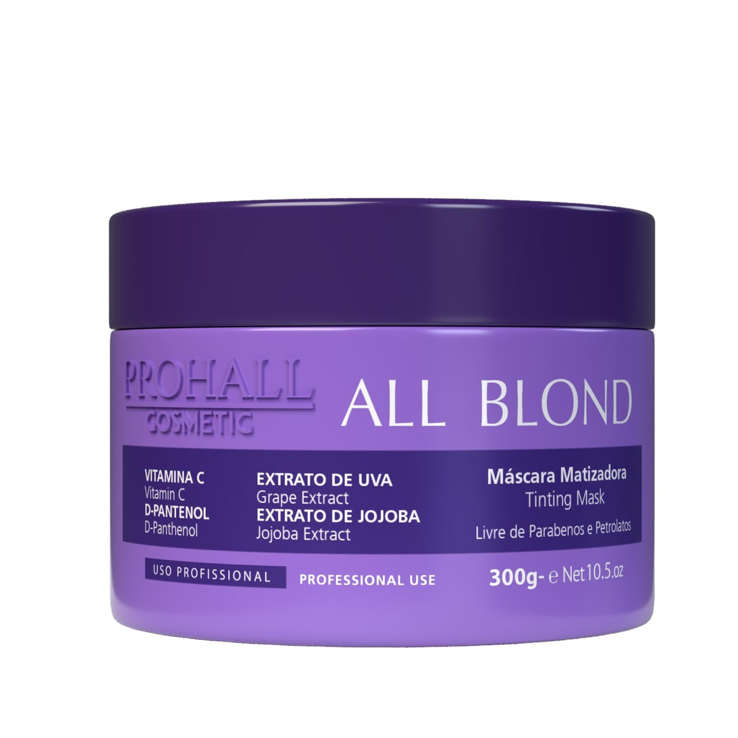 Prohall Cosmetic Brazilian Purple Hair Mask Hair Toner for Bleached,Chemical Treated, Orange Brassy Hair-Reduce Yellowness, Restore Strength, Elasticity Hydration (10.5floz)