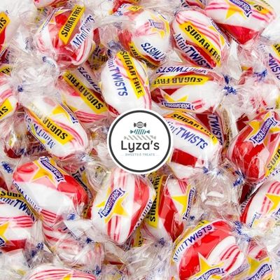 Atkinson&#39;s SUGAR FREE Mint Twists - Individually Wrapped Mint Candy Gift - Gluten Free, Diabetic Vegan Friendly - 2 LB Bulk Bag By Lyza&#39;s Sweets Treats