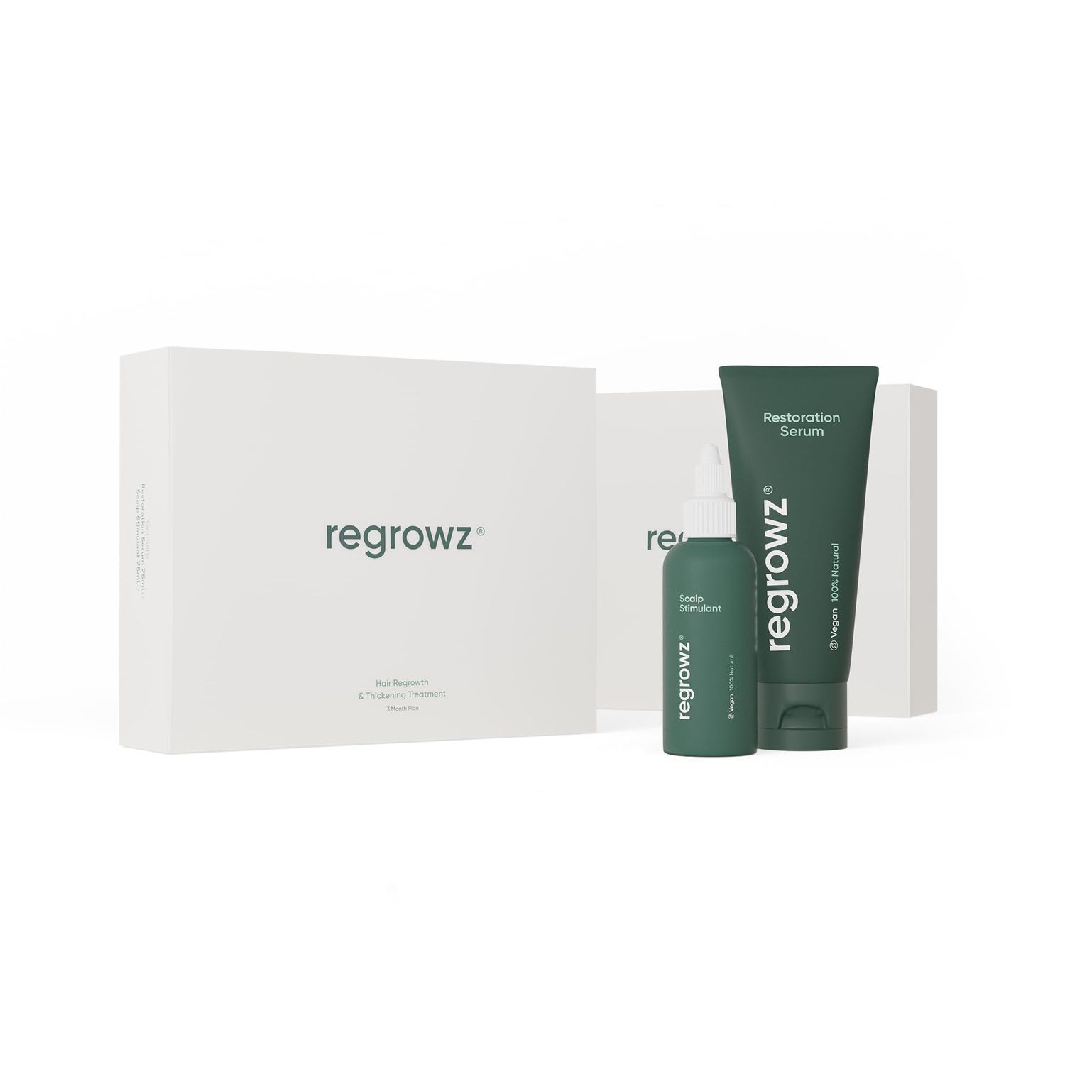 Regrowz Hair Growth Thickening Treatment Set - Advanced Scalp Stimulant Restoration Serum - Natural Anti Hair Loss Thinning Care, Promote Fullness Thickness for Men Women - 6 Month Supply