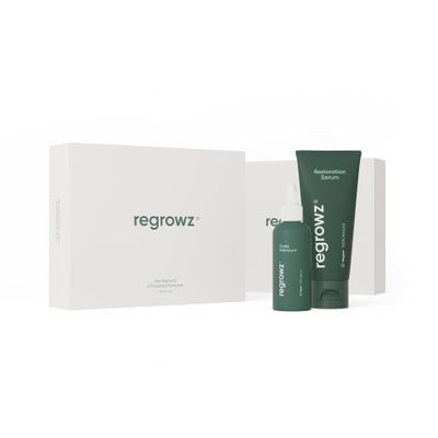 Regrowz Hair Growth Thickening Treatment Set - Advanced Scalp Stimulant Restoration Serum - Natural Anti Hair Loss Thinning Care, Promote Fullness Thickness for Men Women - 6 Month Supply