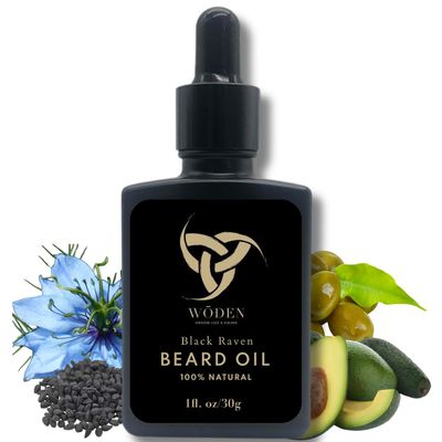 Wden Premium Beard Hair Oil 1oz - Handmade in Canada- Promotes Growth and Soothes Itchy and Flaky Skin - Softens and Strengthens Hair - Conditioner with Blackseed Oil (1 oz, Earthy)