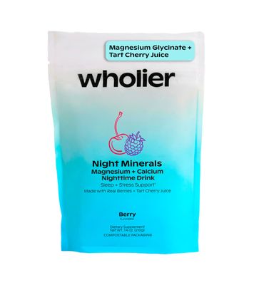 wholier Magnesium Glycinate, Tart Cherry Juice, Chelated Calcium. Calming Nighttime Drink. Natural Support for Sleep, Stress Relaxation. Night Minerals. (30 Servings)