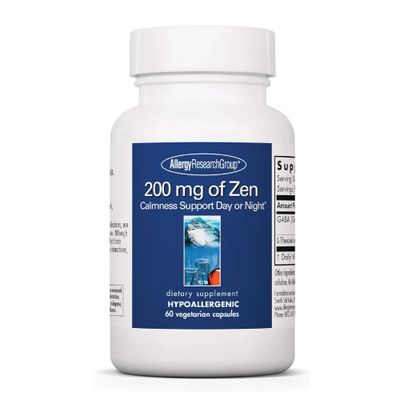 Allergy Research Group 200 mg of Zen Supplement - Calmness Support, Day or Night, GABA, L-Theanine, Hypoallergenic, Vegetarian Capsules - 60 Count