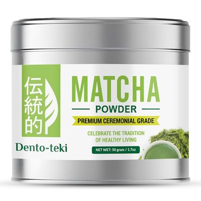 Dento-teki Ceremonial Grade matcha powder (50g 1.75oz) Tin - Pure, naturally cultivated green tea leaves - Premium quality tea - perfect for tea, latte, smoothies