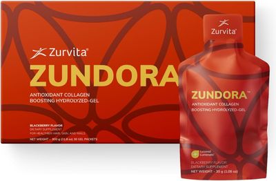 Zurvita - Zundora Collagen - Hydrolyzed-Gel for Healthy Hair, Skin Nails - Beauty Boost with Verisol - BlackBerry Flavor - Travel Size - 30 Servings