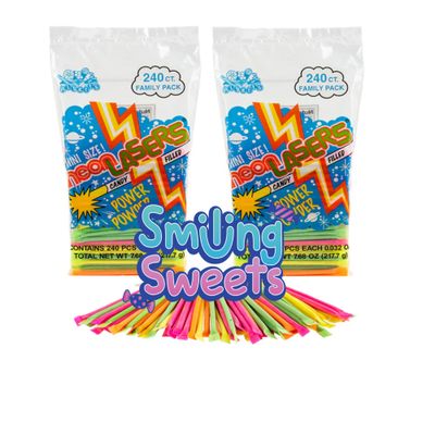 Smiling Sweets Neon Lasers, Two Bags of 240 Candy Count Straws, Delicious Candy Filled Straws, Stock up Today and Share with Everyone (Pack of 480)