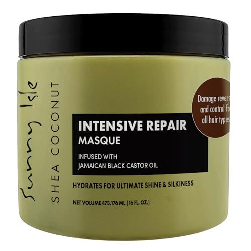 Sunny Isle Shea Coconut Intensive Repair Masque 16oz Jamaican Black Castor Oil Infused Deeply Conditions, Repairs, Hydrates, Strengthens Damaged Hair Adds Shine Body