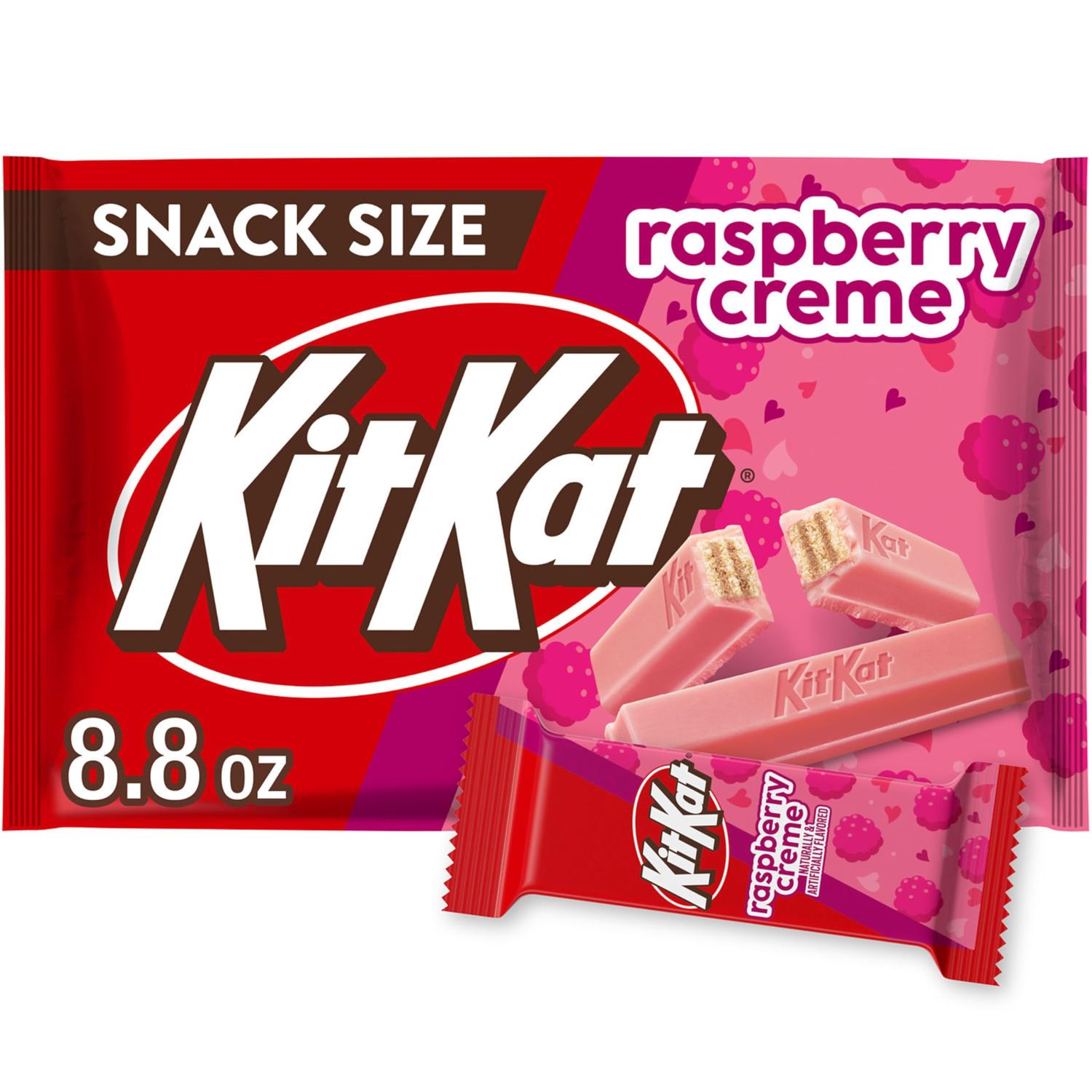 KIT KAT Raspberry Flavored Creme Wafer Snack Size, Valentine&#39;s Candy Bag, 8.8 oz