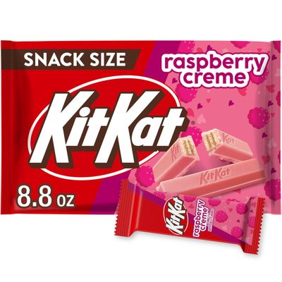 KIT KAT Raspberry Flavored Creme Wafer Snack Size, Valentine&#39;s Candy Bag, 8.8 oz