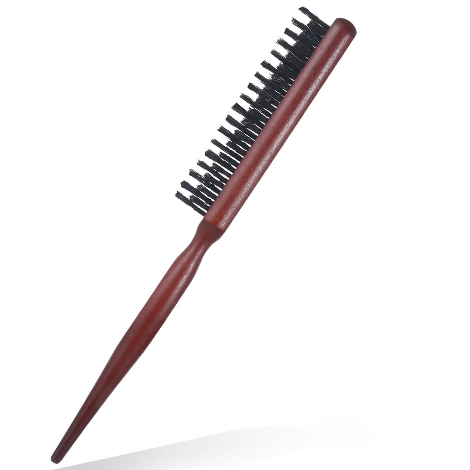 BOHUIZ Soft Boar Bristle Teasing Brush, Teasing Brush with Rat Tail Pick Wooden Nylon Bristle Styling Brushes for Backcombing Smoothing Edge Control and Create Volume Hairstyle