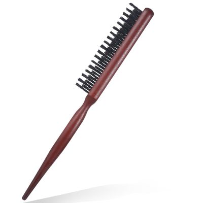 BOHUIZ Soft Boar Bristle Teasing Brush, Teasing Brush with Rat Tail Pick Wooden Nylon Bristle Styling Brushes for Backcombing Smoothing Edge Control and Create Volume Hairstyle