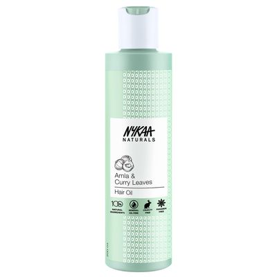 Nykaa Naturals Hair Oil, Amla and Curry, 6.76 oz - Hair Growth Oil for Hair Loss and Thinning - Reduce Breakage and Hair Fall - Safe for Colored Hair