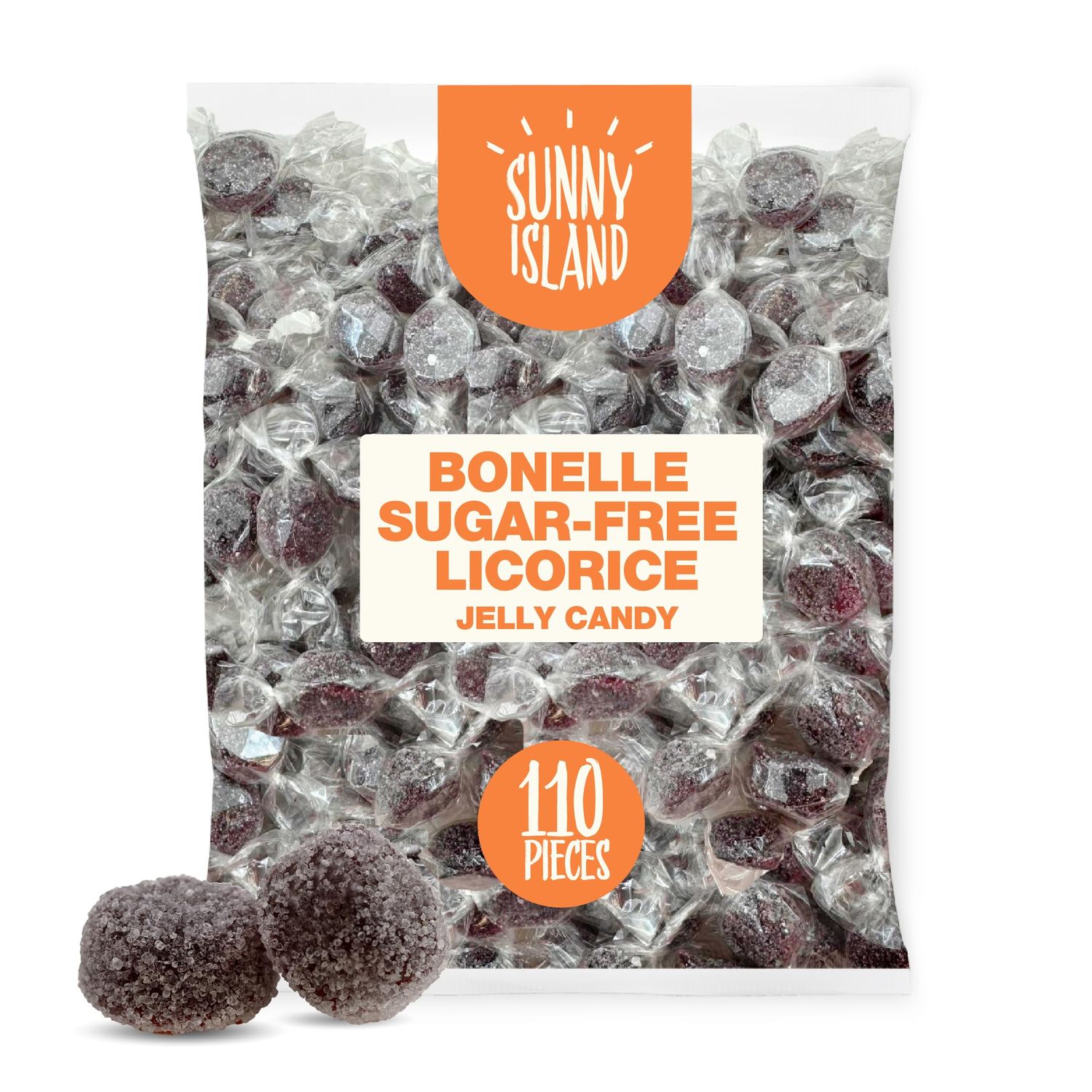 Bonelle Sugar-Free Licorice Jelly Candy 1-Pound Bag, About 110 Pieces Individually Wrapped