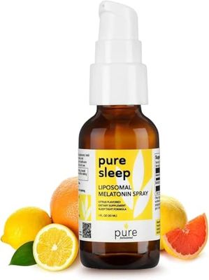 pure formulated Sleep Liposomal Melatonin Spray - Oral Sleep Spray Fast-Acting Sleep Aid Immune Support - Citrus Flavor, Alcohol-Free, Gluten-Free - 30ml melatonin for Adults Kids