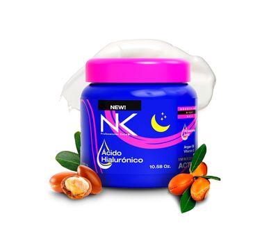 NK Professional Care Nourishing Hair Mask Night - Hydrating Hair Mask with Hyaluronic Acid, Argan Oil Vitamin E - Mask for Dry Damaged Hair, Anti-Frizz Repair Treatment 300g jar