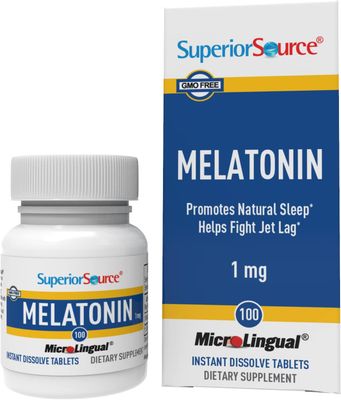 Superior Source Melatonin 1 mg - Healthy Sleep Support Supplement for Adults - Melatonin Formula with Chamomile Aids Relaxation Restful Sleep - 100 Sublingual Dissolving Tablets