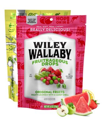 Wiley Wallaby Licorice Candy Drops Sourrageous and Fruitrageous Drops 6 Ounce 2 Pack