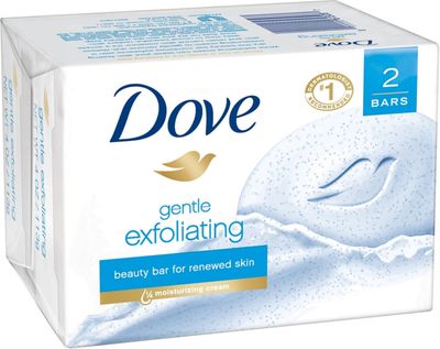Dove Soap, Gentle Exfoliating Beauty Bar Pack - 3-in-1 Moisturizing Face, Body Hand Soap, 4.25 oz bars, 2 ea