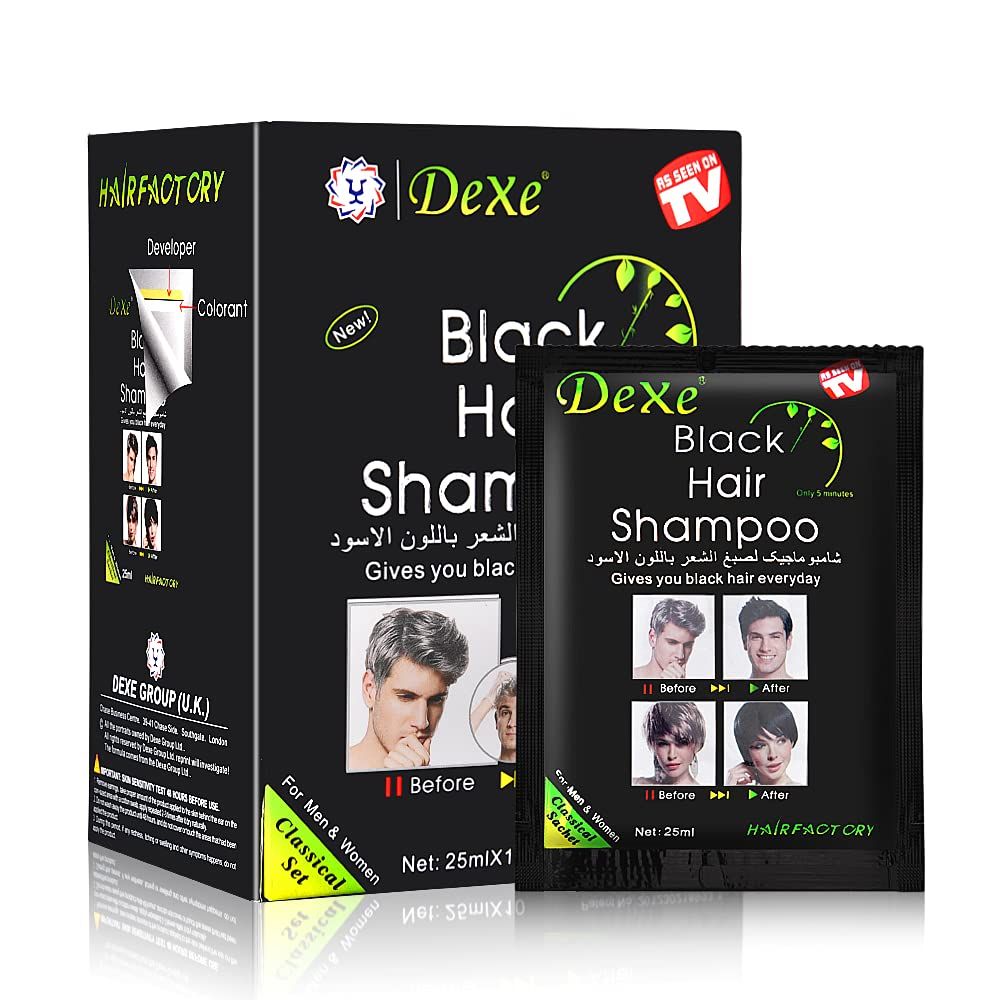 Yuolita 10 PCS Hair Dye Shampoo for Men Women, Black, Natural Hair, Instant Hair Dye, Lasts 30 Days, Great Choice for Woman Man