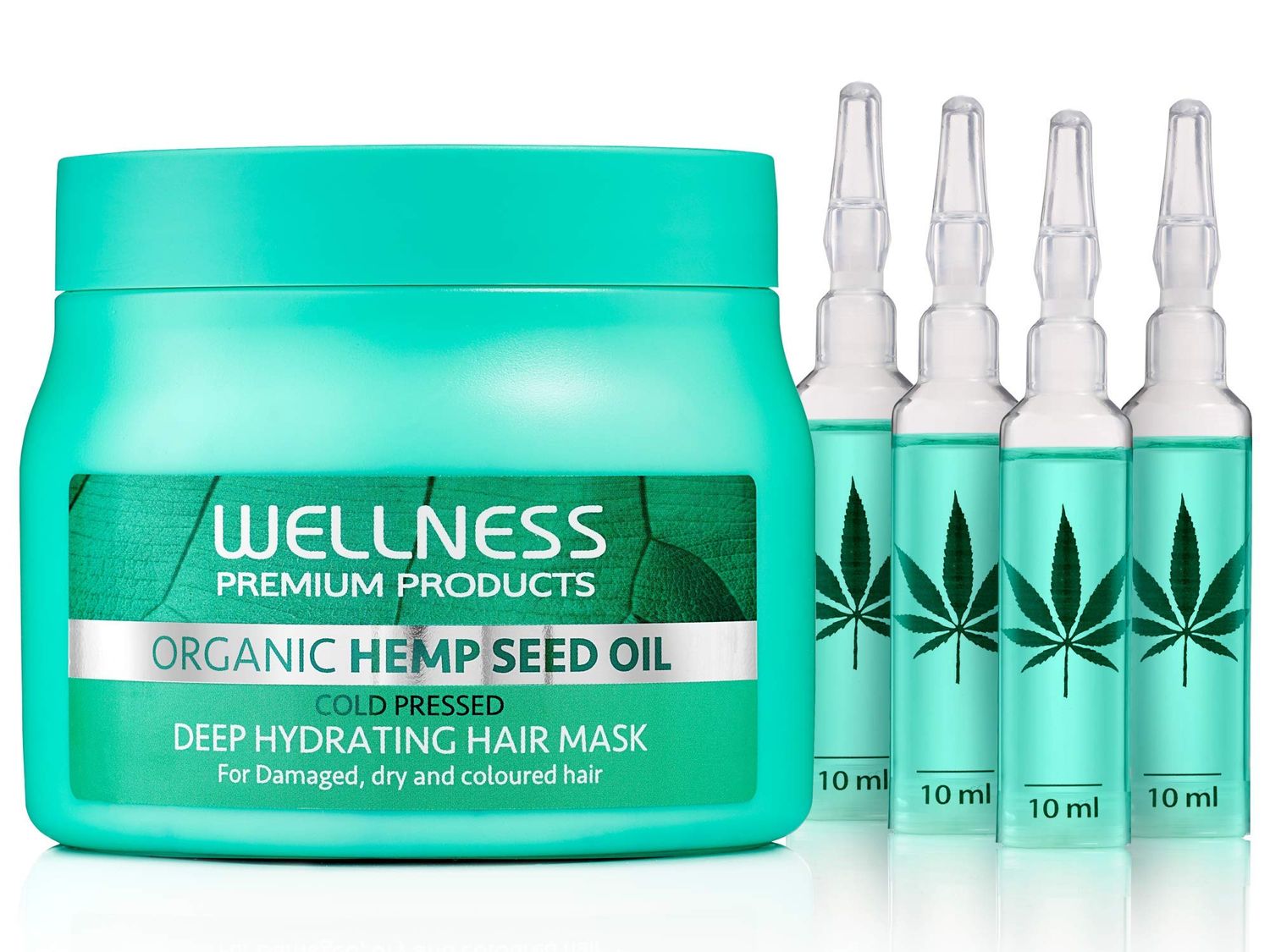 Wellness Premium Products Organic Hemp Seed Oil - Deep Hydrating Mask Ampoule Treatment (500ml)