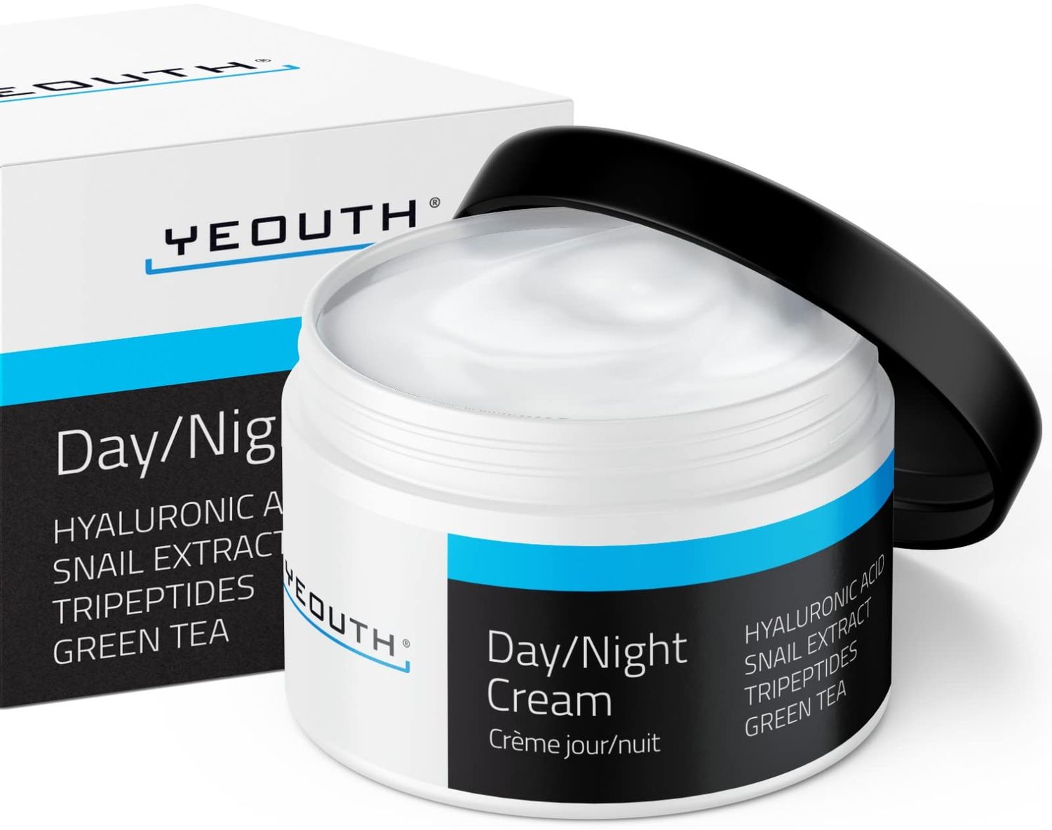 YEOUTH Day Night Cream for Face with Hyaluronic Acid, Snail Mucin and Copper Tripeptide,Hydrating Moisturizer Face Cream for Women and Men 4oz