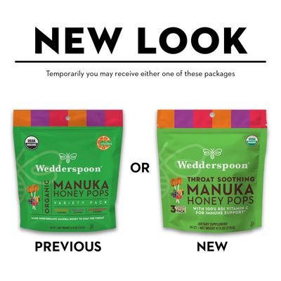Wedderspoon Organic Manuka Honey Lollipops, Variety Pack, 24 Count (Pack of 1), Genuine Manuka Honey Vitamin C